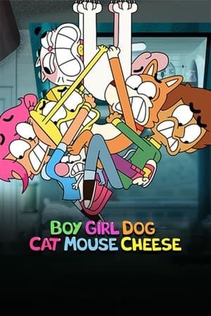 Boy Girl Dog Cat Mouse Cheese poszter